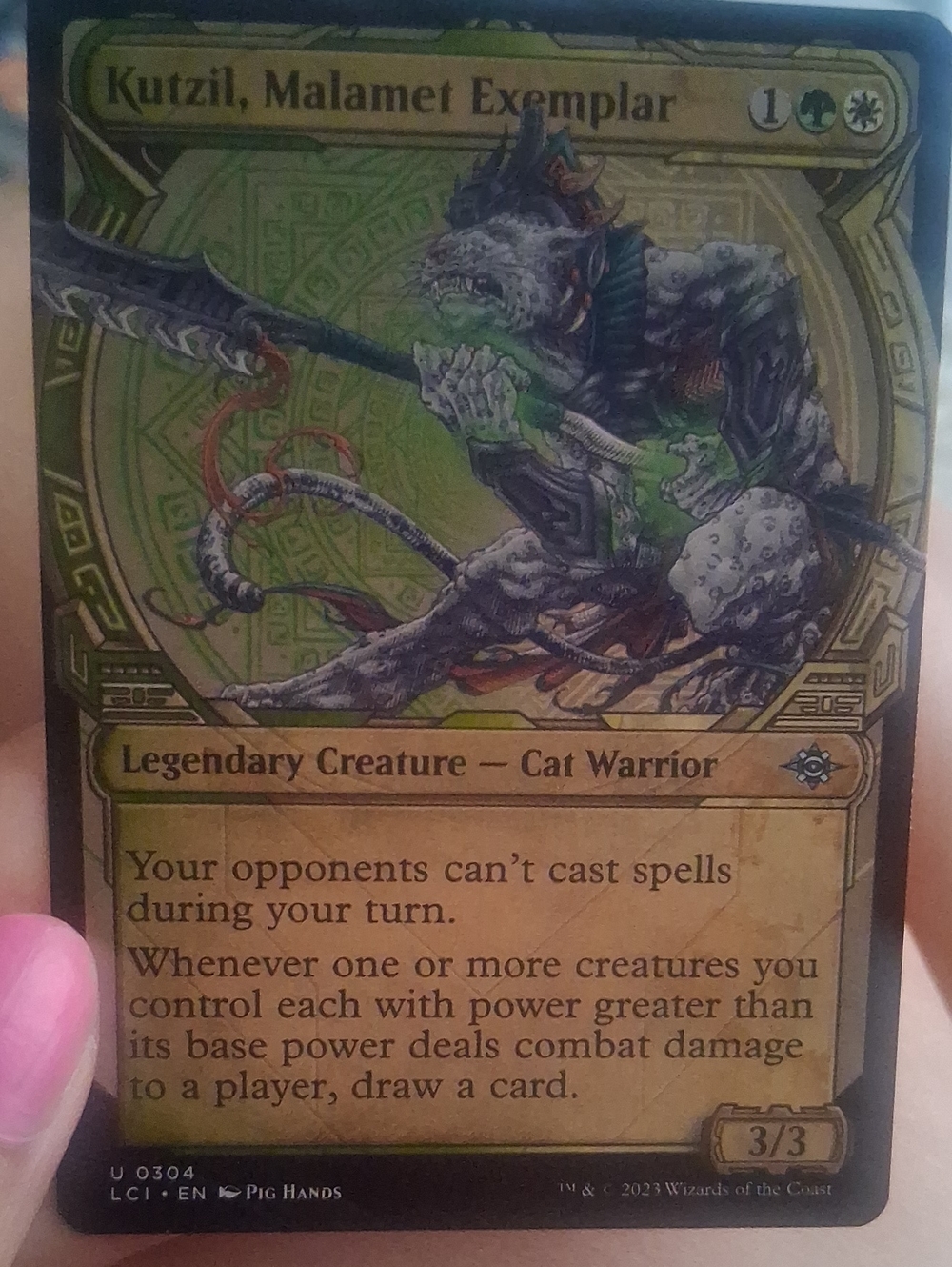 Magic: Kutzil, Malamet Exemplar - Green and Gold Legendary Cat Warrior Card